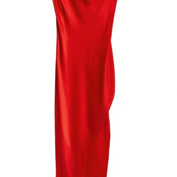 COWL NECK SLIP DRESS WITH HIGH SLIT - Picture 2 of 5